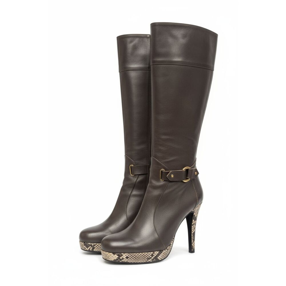 👢 Charles David Dark BrownLeather Knee High Boots 6.5